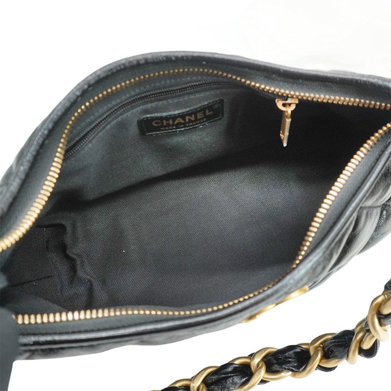 Chanel 油臘羊皮粗鍊肩背Hobo包(AS4912-黑)-4