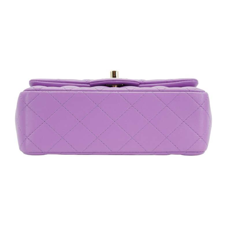 Chanel 展示品 Mini Flap 菱格羊皮淡金鍊斜背包-20cm(A69900-紫)-3