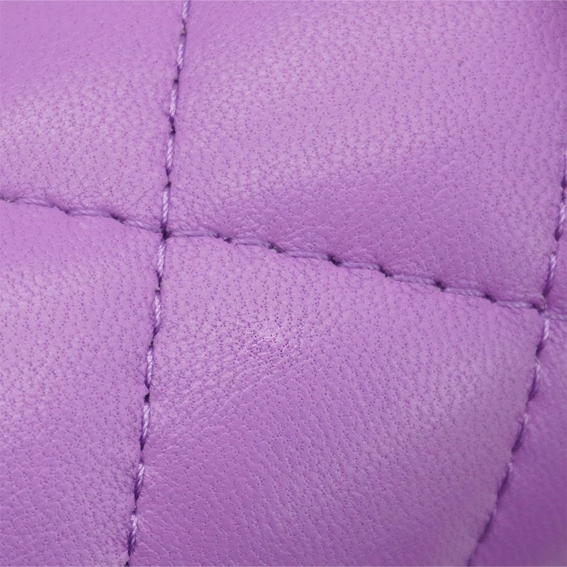 Chanel 展示品 Mini Flap 菱格羊皮淡金鍊斜背包-20cm(A69900-紫)-6