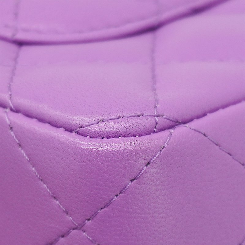 Chanel 展示品 Mini Flap 菱格羊皮淡金鍊斜背包-20cm(A69900-紫)-7