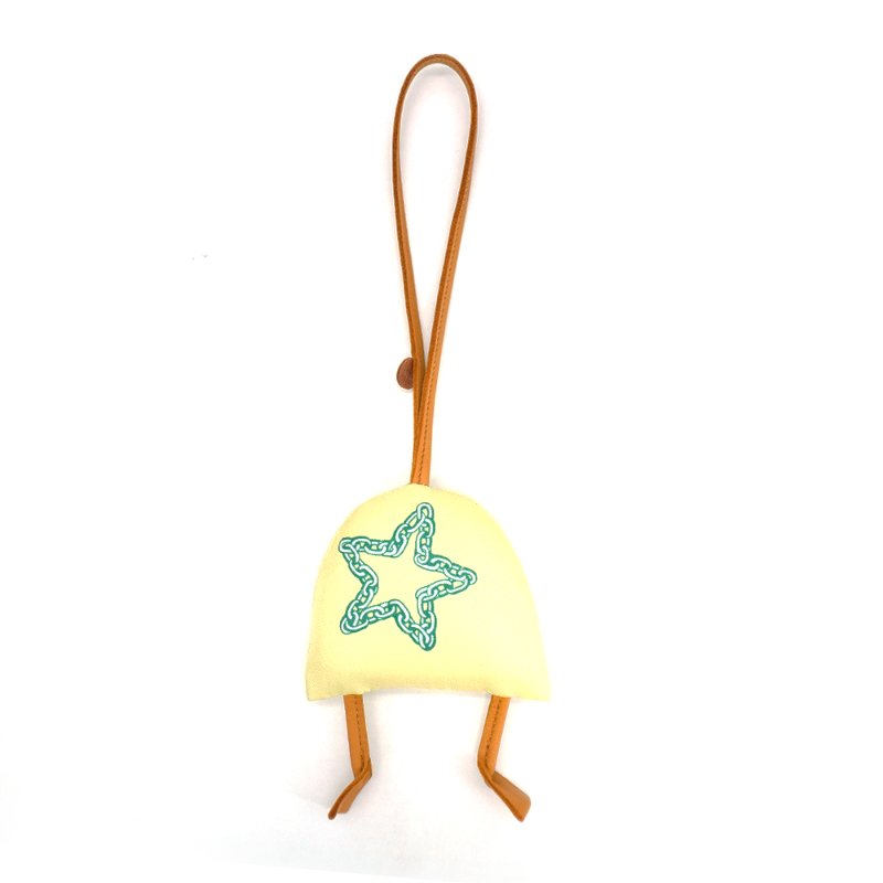 Hermes Petit H 貓頭鷹造型絲質布吊飾(淡黃)-1