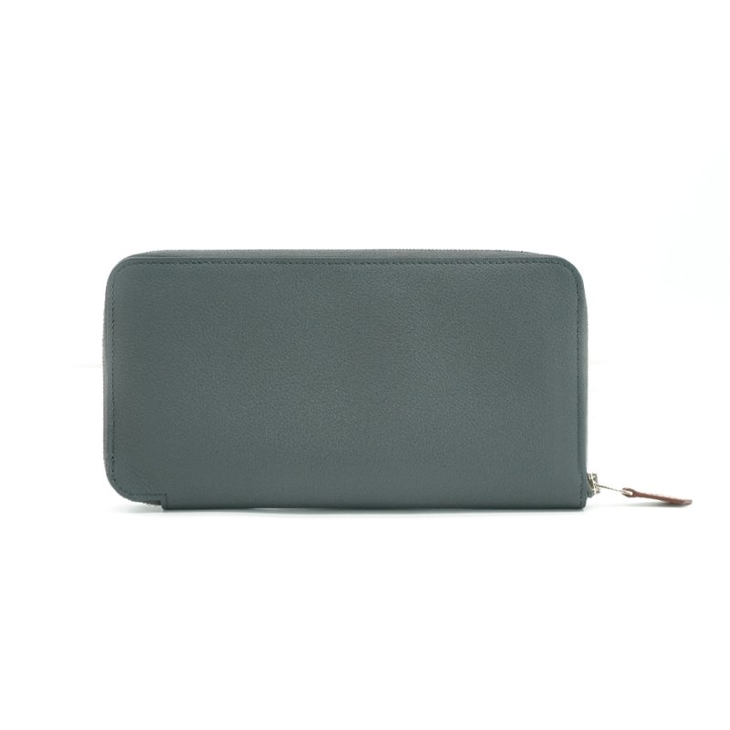 Hermes 展示品 Silk'In Classique 古典神話圖騰牛皮絲巾長夾(板岩深灰)-2