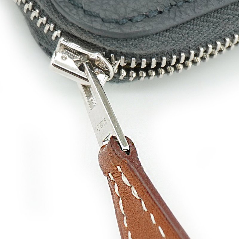 Hermes 展示品 Silk'In Classique 古典神話圖騰牛皮絲巾長夾(板岩深灰)-6