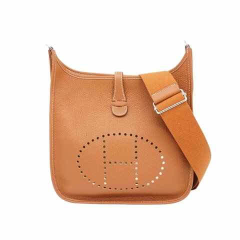 Hermes Evelyne 29 牛皮銀釦斜背包(金棕)