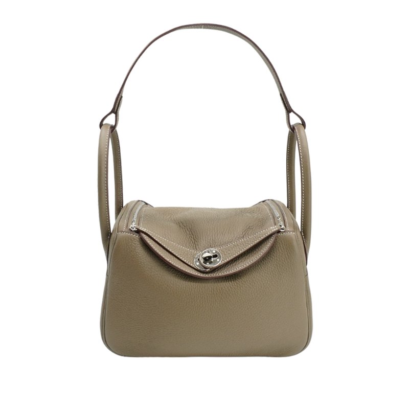 Hermes 展示品 Lindy 26 牛皮銀釦手提/肩背兩用包(etoupe大象灰)-0