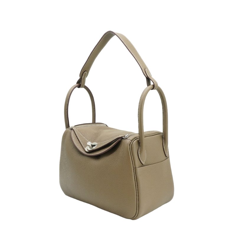 Hermes 展示品 Lindy 26 牛皮銀釦手提/肩背兩用包(etoupe大象灰)-1