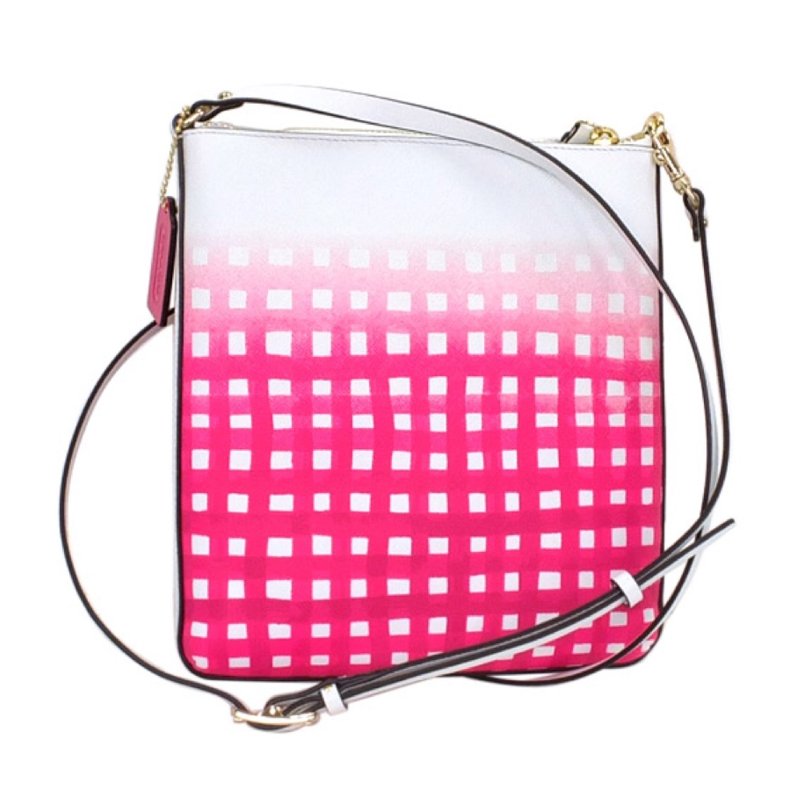 【COACH】桃紅漸層方扁斜背包-白桃-1