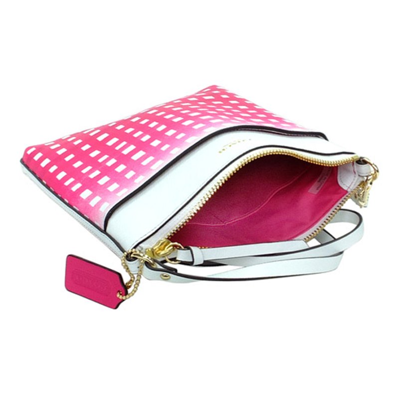 【COACH】桃紅漸層方扁斜背包-白桃-3