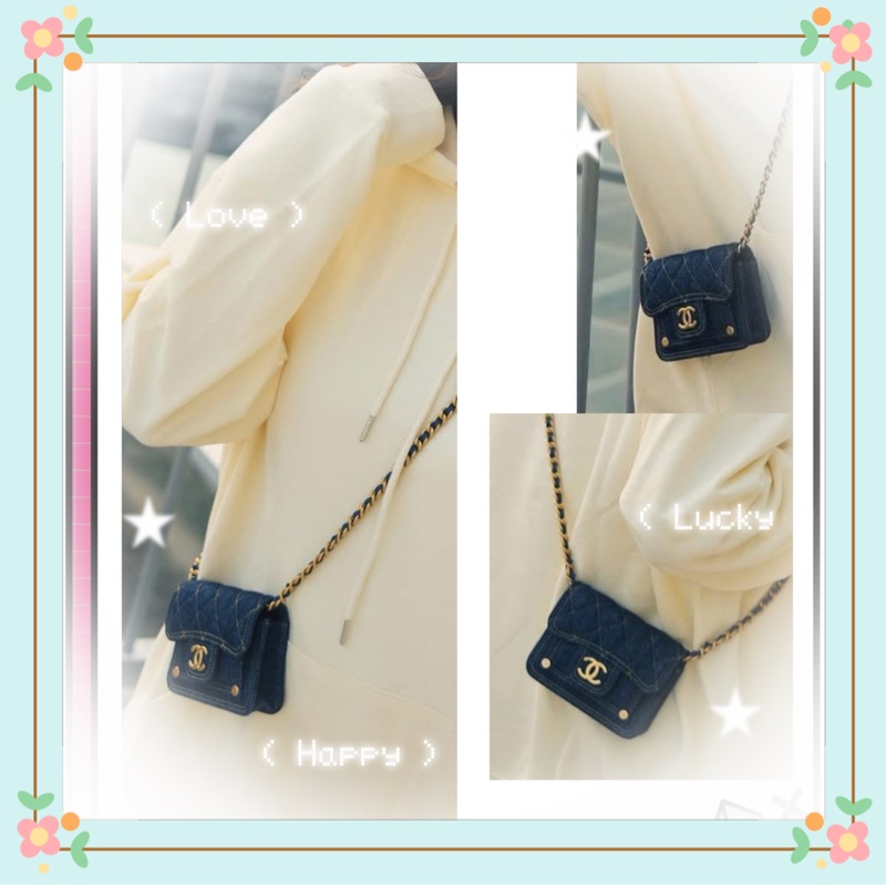 Chanel 深色牛仔鏈條短夾-7