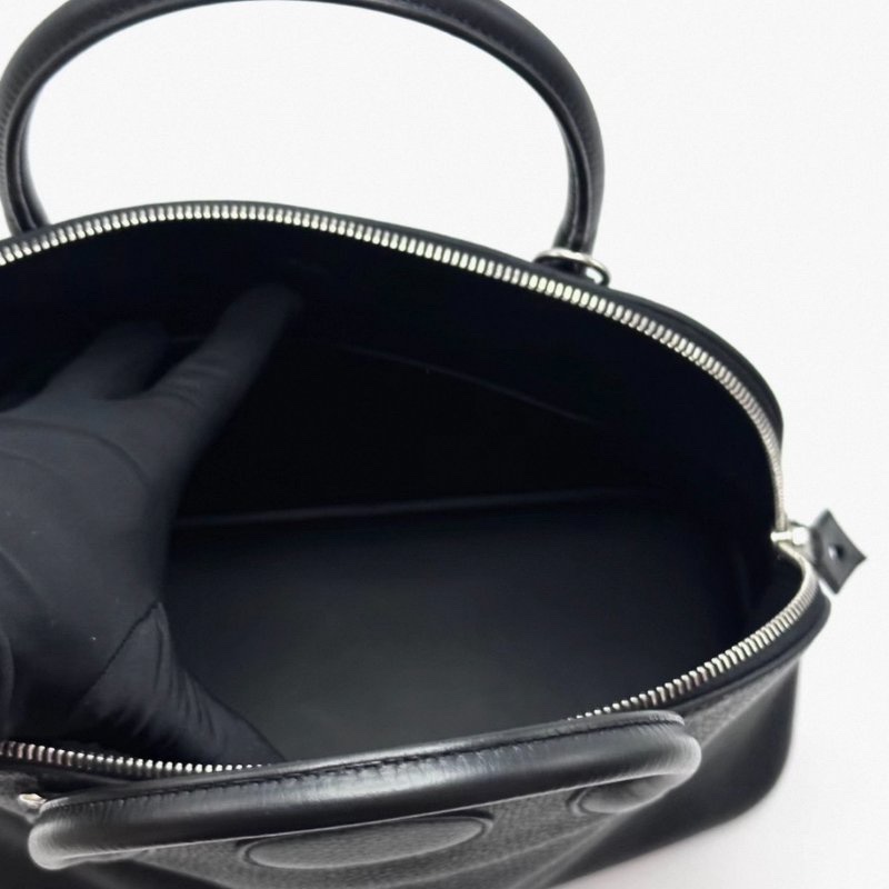HERMES 黑色銀扣保齡球31手提肩背斜背包31*23*12 98新配件塵袋雨衣鎖鑰匙-1