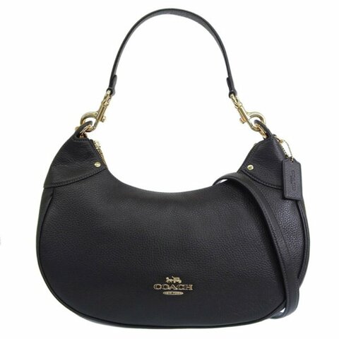 【COACH】簡約素面皮革兩用包-黑色