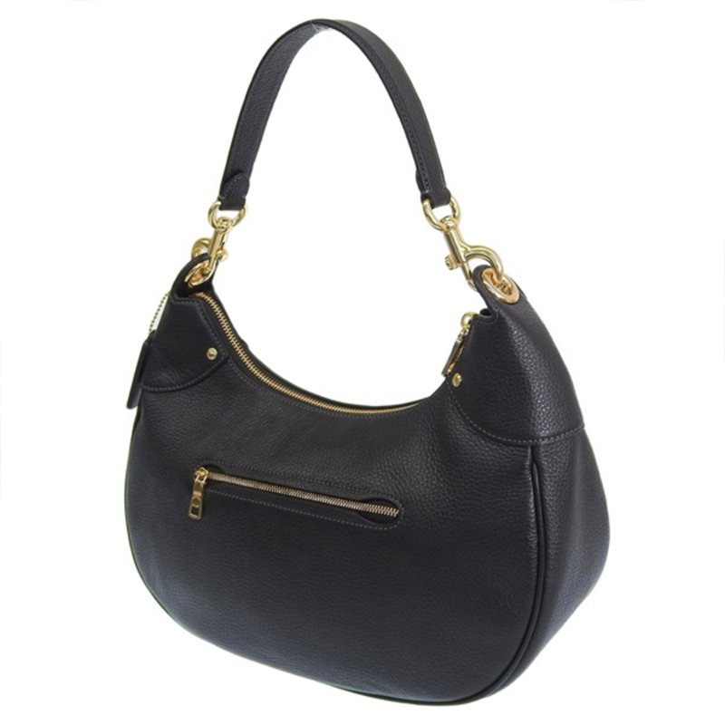 【COACH】簡約素面皮革兩用包-黑色-1