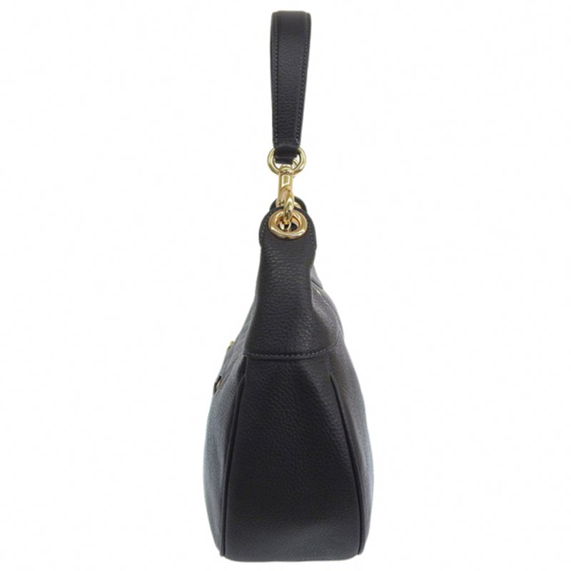 【COACH】簡約素面皮革兩用包-黑色-2