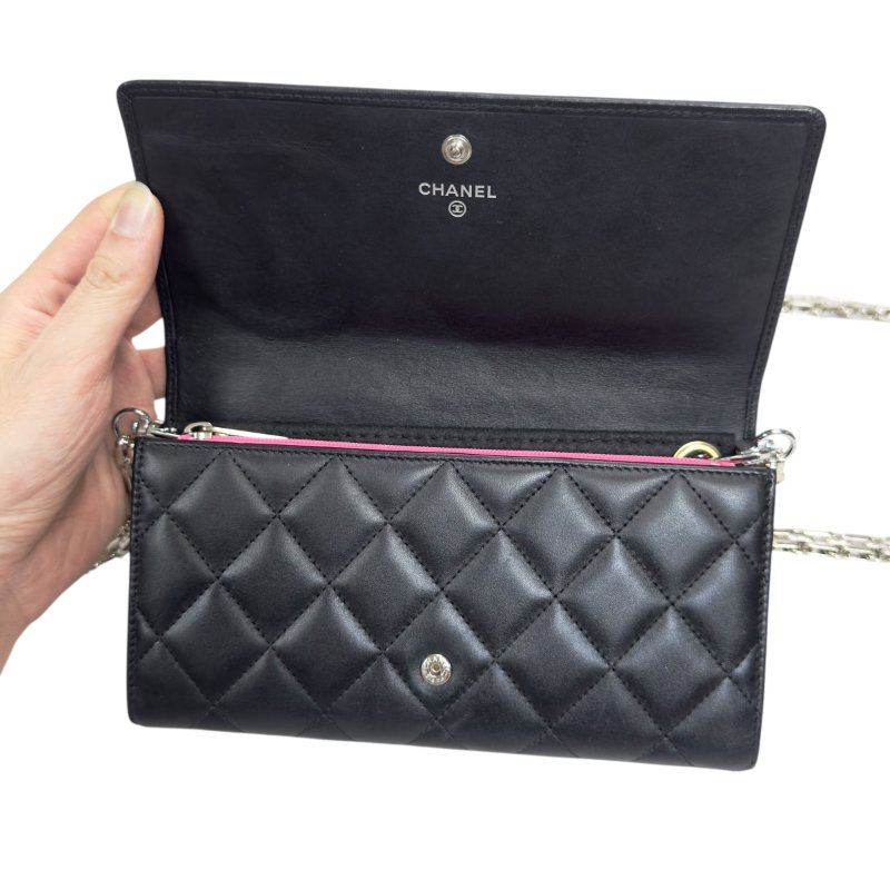 CHANEL *自加鏈>送無品牌扣+無品牌鏈帶* Cambon 長銀包 WOC-14