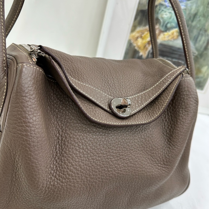 Hermes 大象灰Lindy30 銀扣 框K刻 TC皮-7