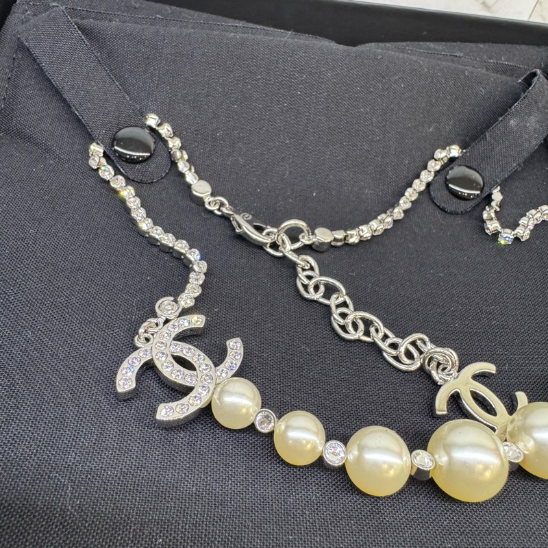 CHANEL珍珠拚水續雙C頸鍊-3