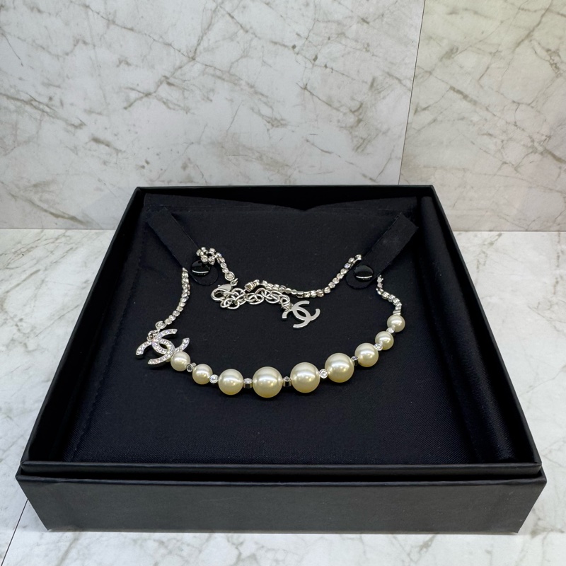 CHANEL珍珠拚水續雙C頸鍊-4