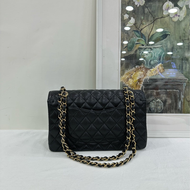 chanel 香奈兒 cf中號黑金荔枝皮 25開 有購證無卡-2