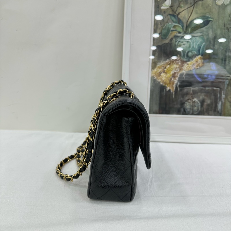 chanel 香奈兒 cf中號黑金荔枝皮 25開 有購證無卡-3