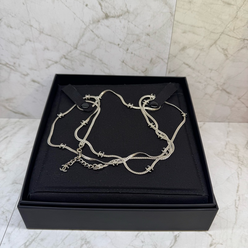 CHANEL銀色17花蛇骨鍊-0