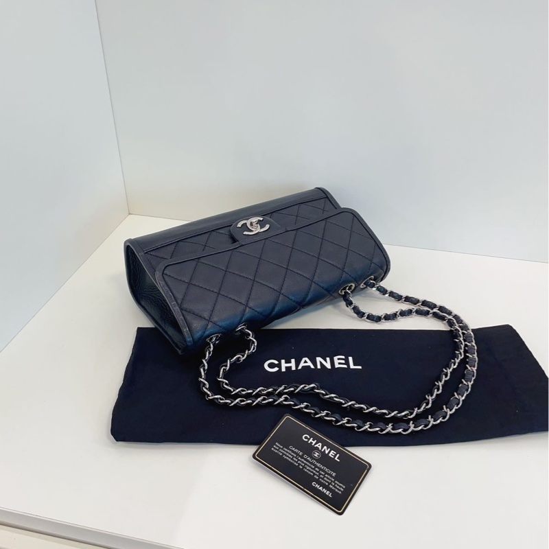 【98新🆕】Chanel 黑銀牛皮 季節CF鏈條包 手提包 斜挎包 單肩包-3