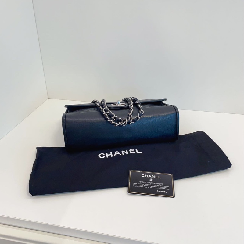 【98新🆕】Chanel 黑銀牛皮 季節CF鏈條包 手提包 斜挎包 單肩包-5