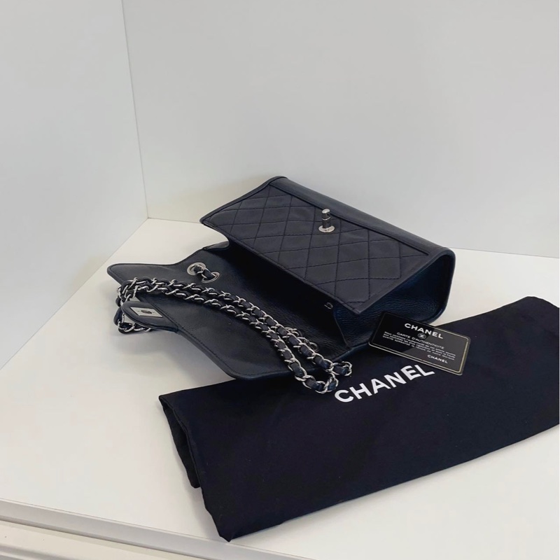 【98新🆕】Chanel 黑銀牛皮 季節CF鏈條包 手提包 斜挎包 單肩包-7