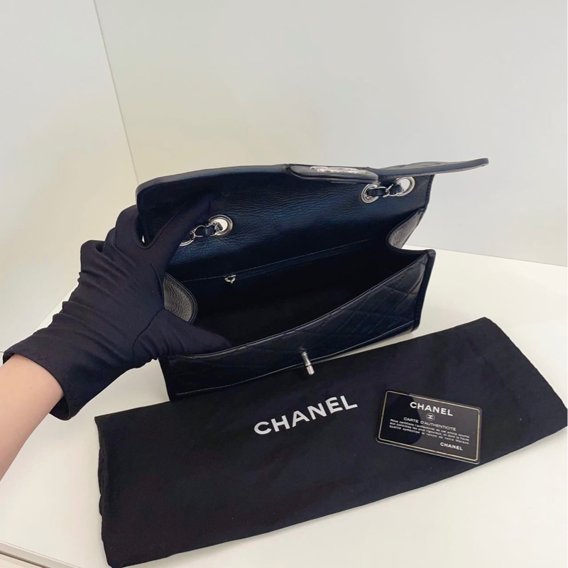 【98新🆕】Chanel 黑銀牛皮 季節CF鏈條包 手提包 斜挎包 單肩包-8