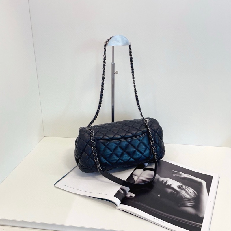 【98新🆕】Chanel黑銀泡芙法棍CF鏈條包 小機場系列手提包 單肩包-2