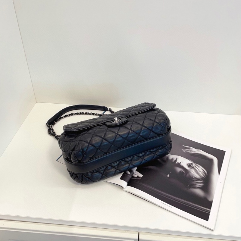 【98新🆕】Chanel黑銀泡芙法棍CF鏈條包 小機場系列手提包 單肩包-4