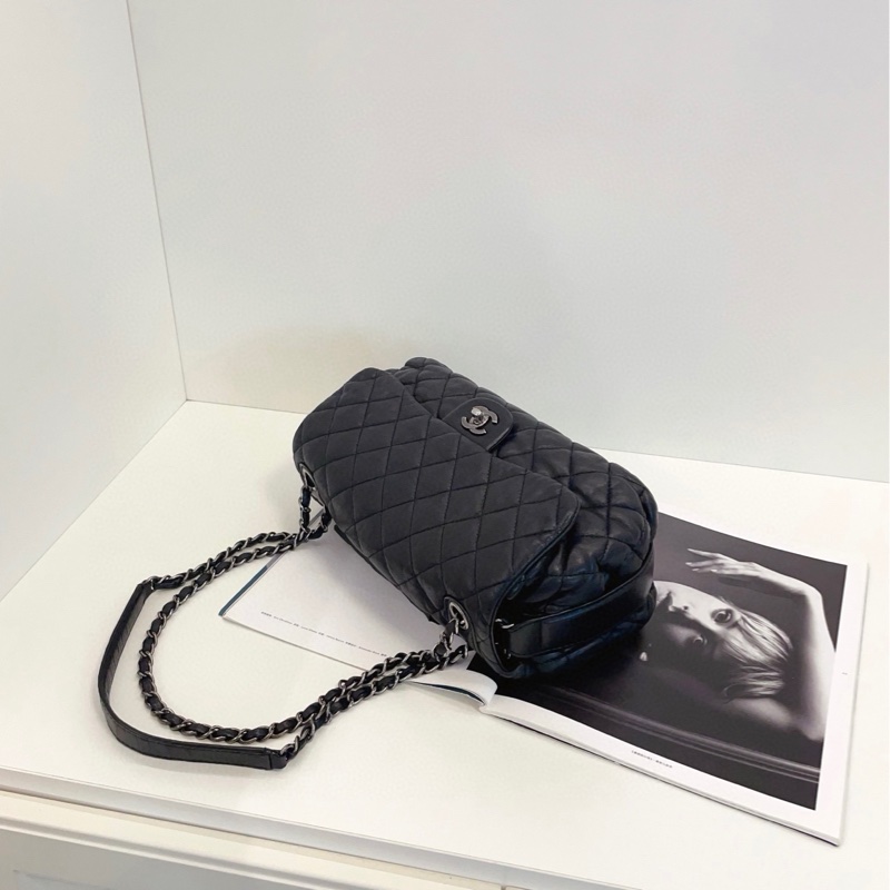 【98新🆕】Chanel黑銀泡芙法棍CF鏈條包 小機場系列手提包 單肩包-5