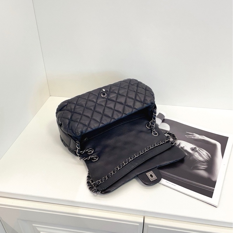 【98新🆕】Chanel黑銀泡芙法棍CF鏈條包 小機場系列手提包 單肩包-6
