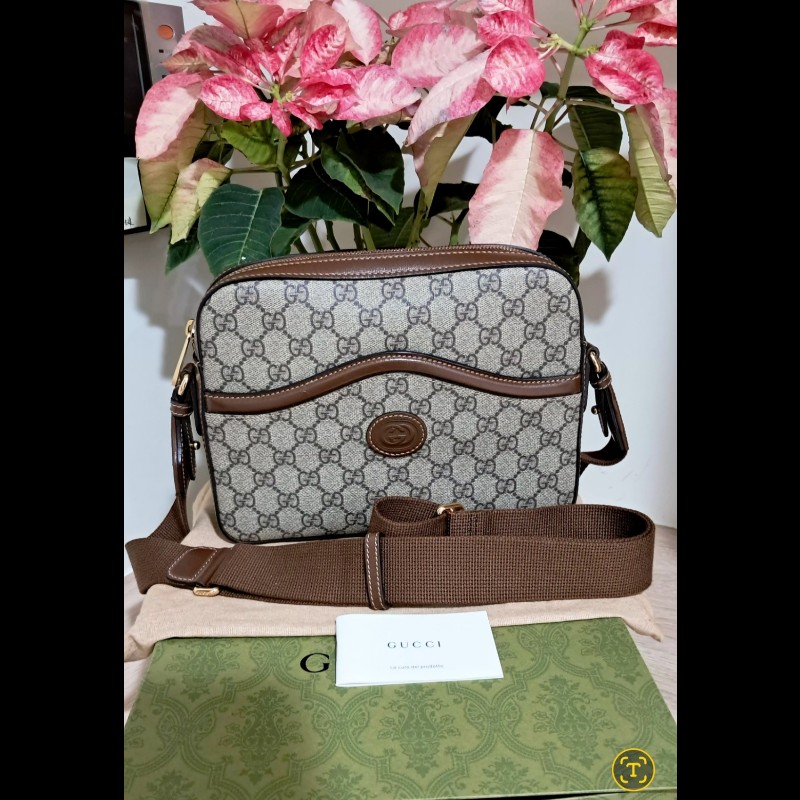 創造平台最甜價 Gucci印花帆布斜背肩背包-0