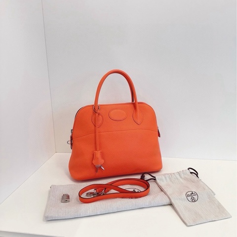 【99新帶膜🆕】Hermes Bolide31 銀扣保齡球包 手提包 斜挎包 單肩包
