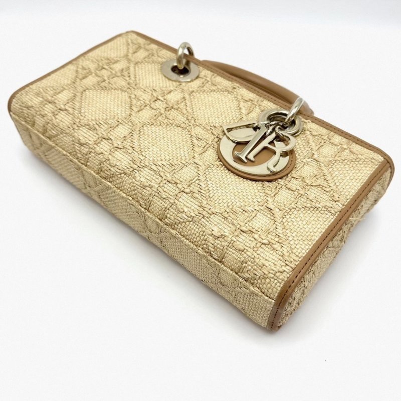 ️DIOR 酒椰草藤格紋編織橫版黛妃手提肩背斜背包 26*15*6 98新配件塵袋-2