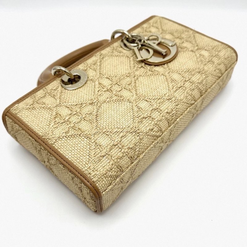 ️DIOR 酒椰草藤格紋編織橫版黛妃手提肩背斜背包 26*15*6 98新配件塵袋-4