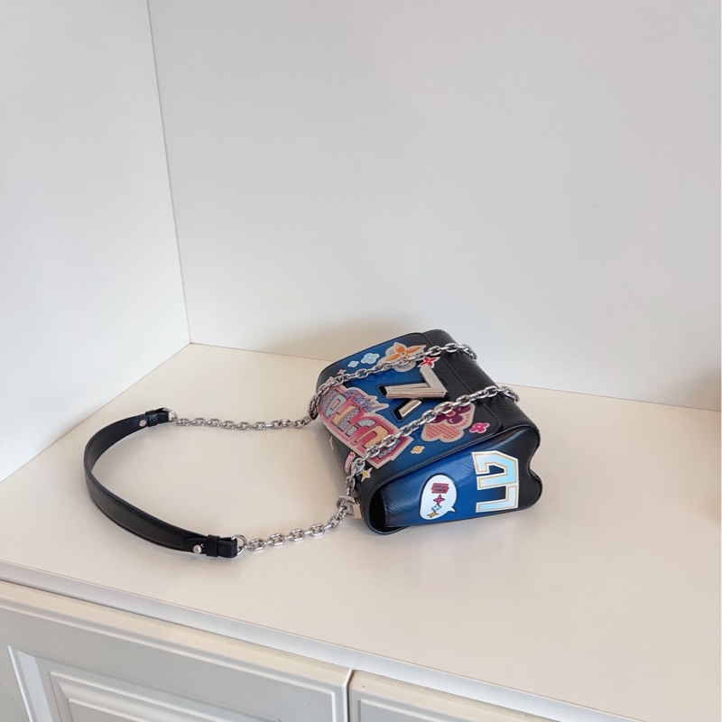 【98新🆕】LV 限量 Twist 黑色 銀扣 塗鴉花卉款手提包 斜挎包 單肩包-3