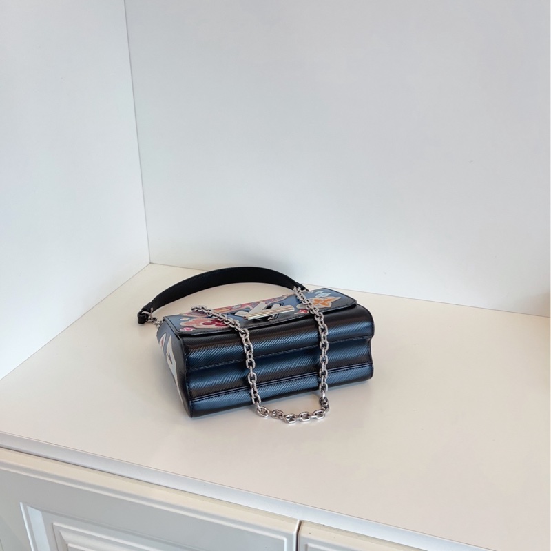 【98新🆕】LV 限量 Twist 黑色 銀扣 塗鴉花卉款手提包 斜挎包 單肩包-4