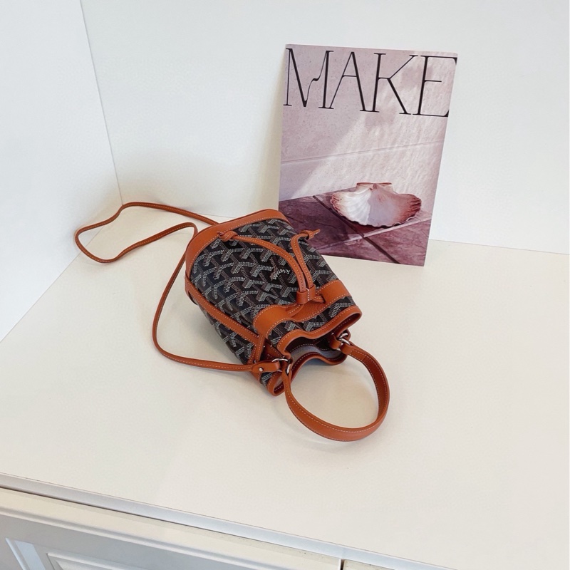 【99新🆕】Goyard Petit Flot Mini焦糖老花水桶包 當紅炸子雞 新款加了小手提 黑/棕色手提包 斜挎包-4