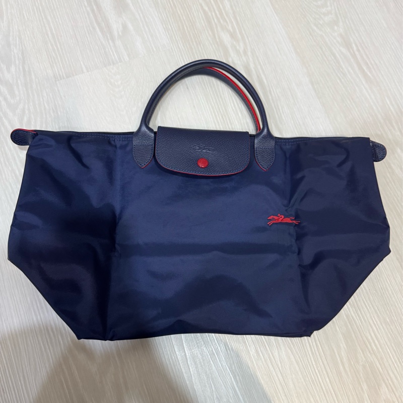 Longchamp 短把M深藍色-0