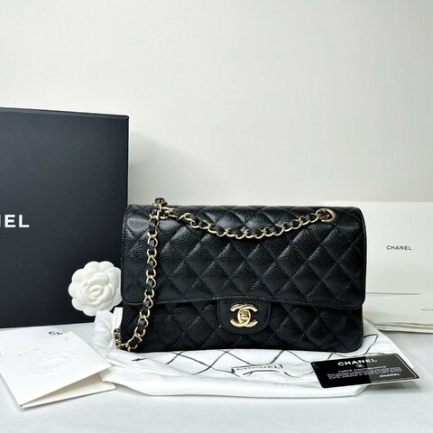 CHANEL 黑金牛Coco 25口蓋包