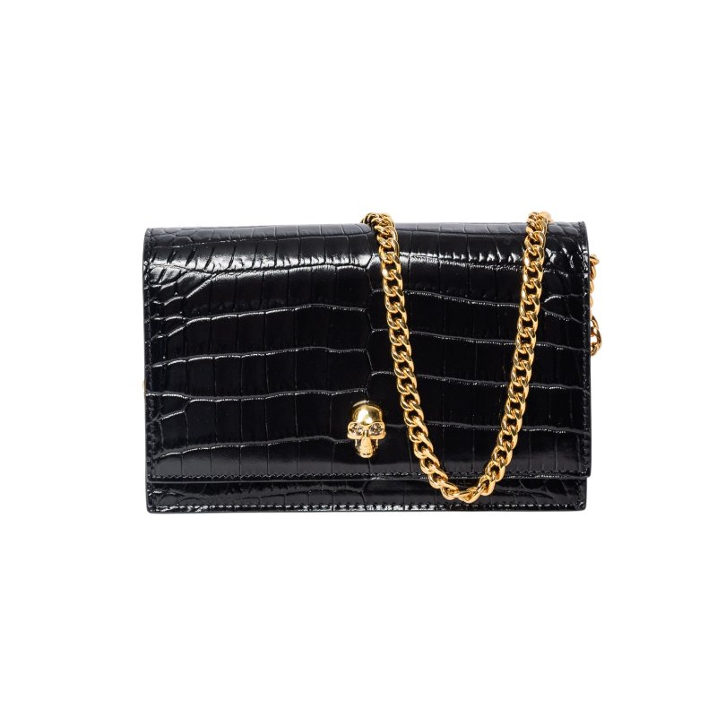 ALEXANDER MCQUEEN亞歷山大麥昆骷髏鱷魚紋斜背包-0