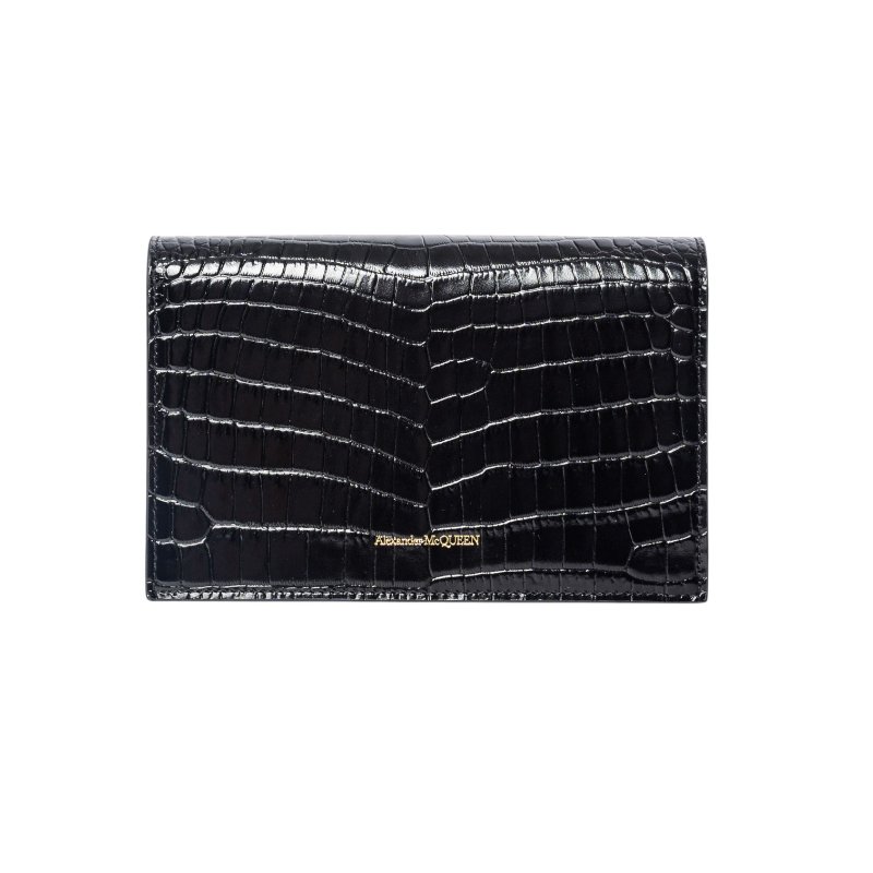 ALEXANDER MCQUEEN亞歷山大麥昆骷髏鱷魚紋斜背包-6