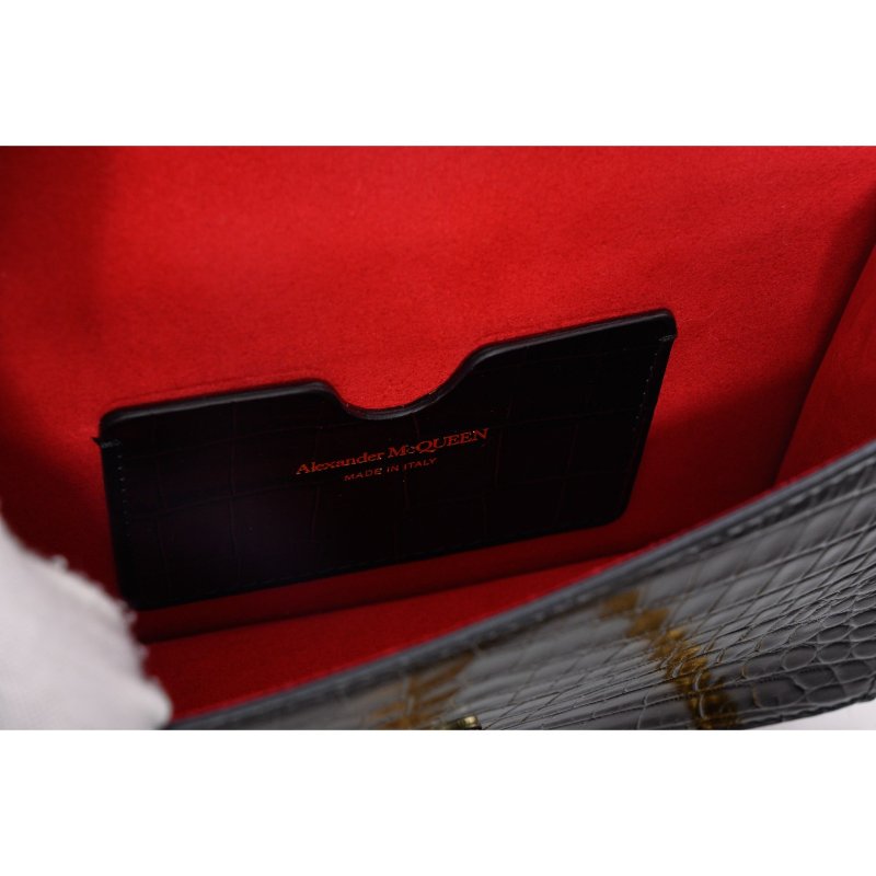 ALEXANDER MCQUEEN亞歷山大麥昆骷髏鱷魚紋斜背包-8