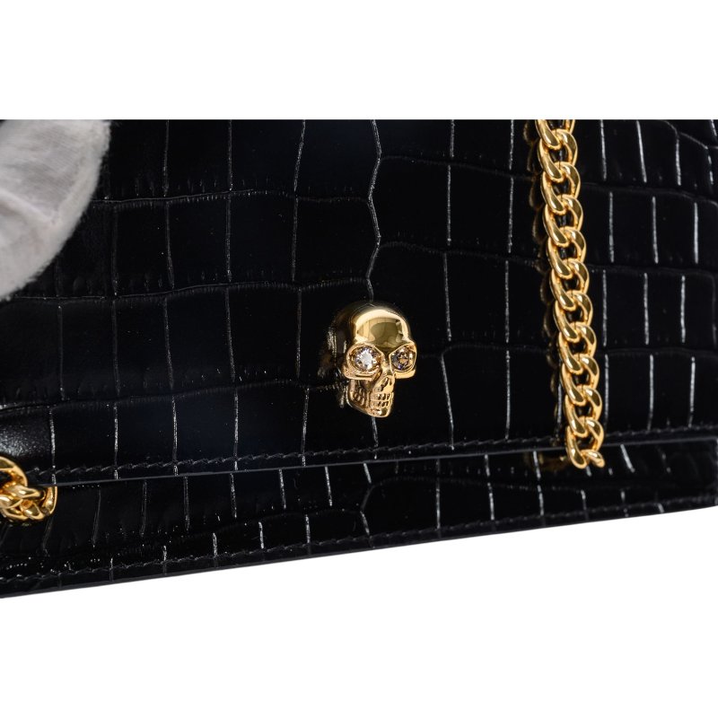 ALEXANDER MCQUEEN亞歷山大麥昆骷髏鱷魚紋斜背包-10