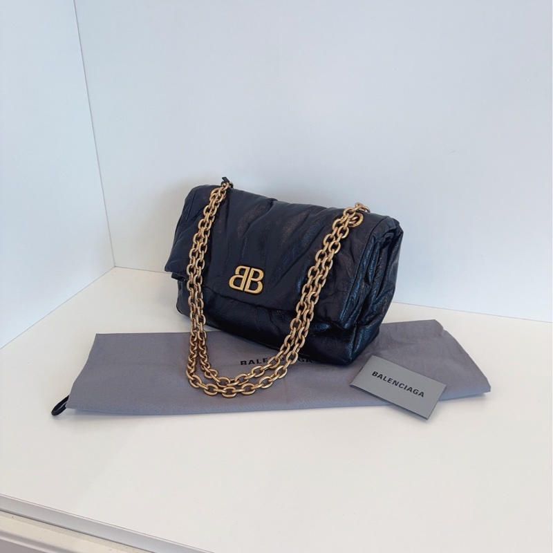 【閒置品🆕】Balenciaga monaco 糯糯黑金鍊條枕頭包 小號 單肩包-2