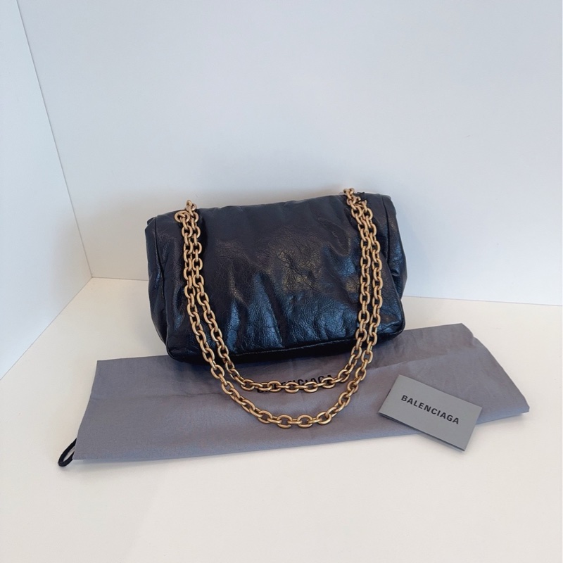 【閒置品🆕】Balenciaga monaco 糯糯黑金鍊條枕頭包 小號 單肩包-3
