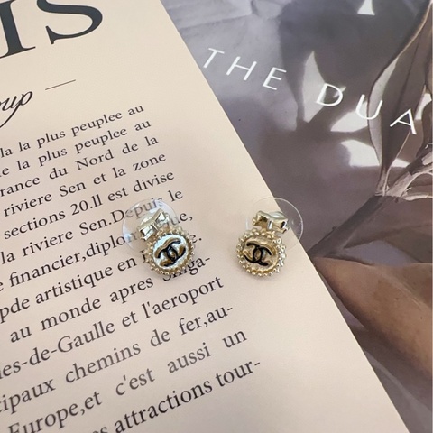 【99新🆕】Chanel 金色蝴蝶結🎀雙C logo耳釘
