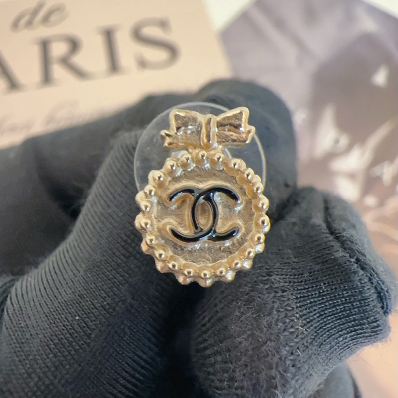 【99新🆕】Chanel 金色蝴蝶結🎀雙C logo耳釘-8
