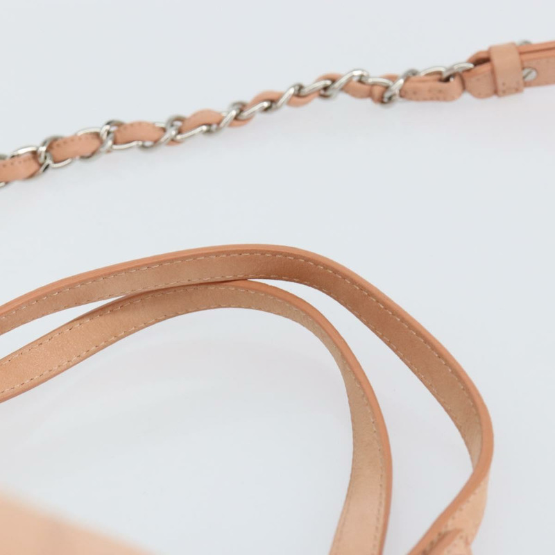 【日本直送】香奈兒 (CHANEL) 狂野縫線鏈條肩背包,塗佈帆布,米色,CC標誌,貨號148381-13